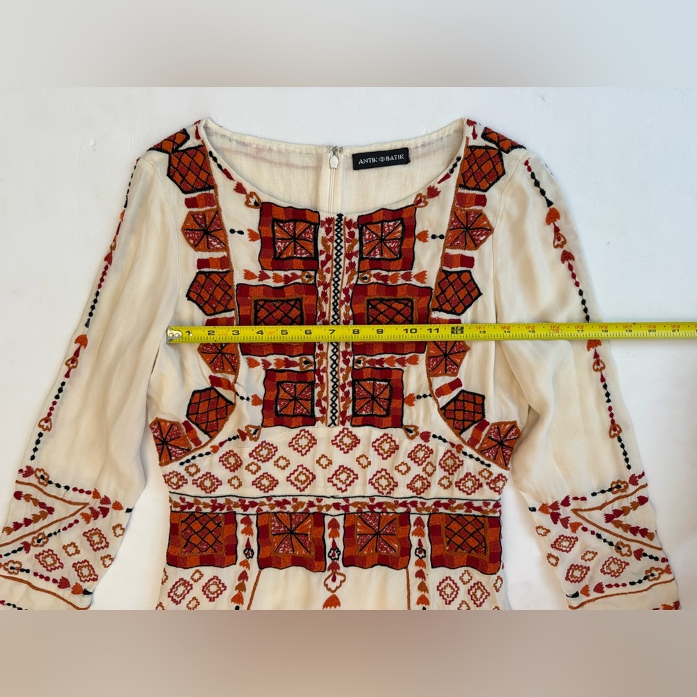 Antik Batik Cream Embroidered Mini Dress – Boho Festival Vibe - Picture 10 of 14